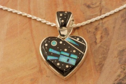 Calvin Begay Night Sky Sterling Silver Heart Pendant